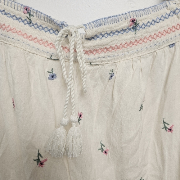 Old Navy Sz M 100% Cotton Floral Coastal Embroidered Pockets Flowy Tiered Dress - Picture 8 of 16